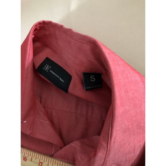 INC International Concepts Men Button Up Shirt Size SM Red Long Sleeve Cotton - Picture 7 of 9